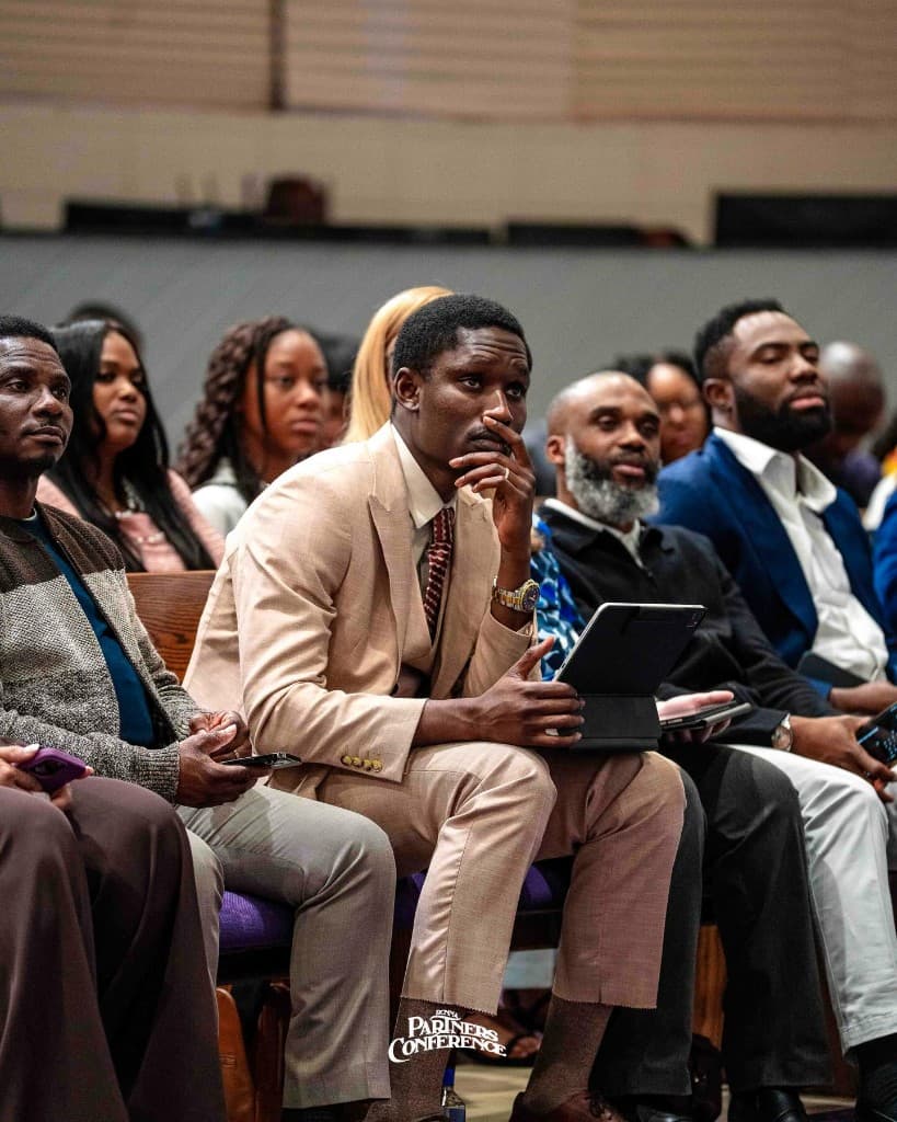 Congregation listening during service.